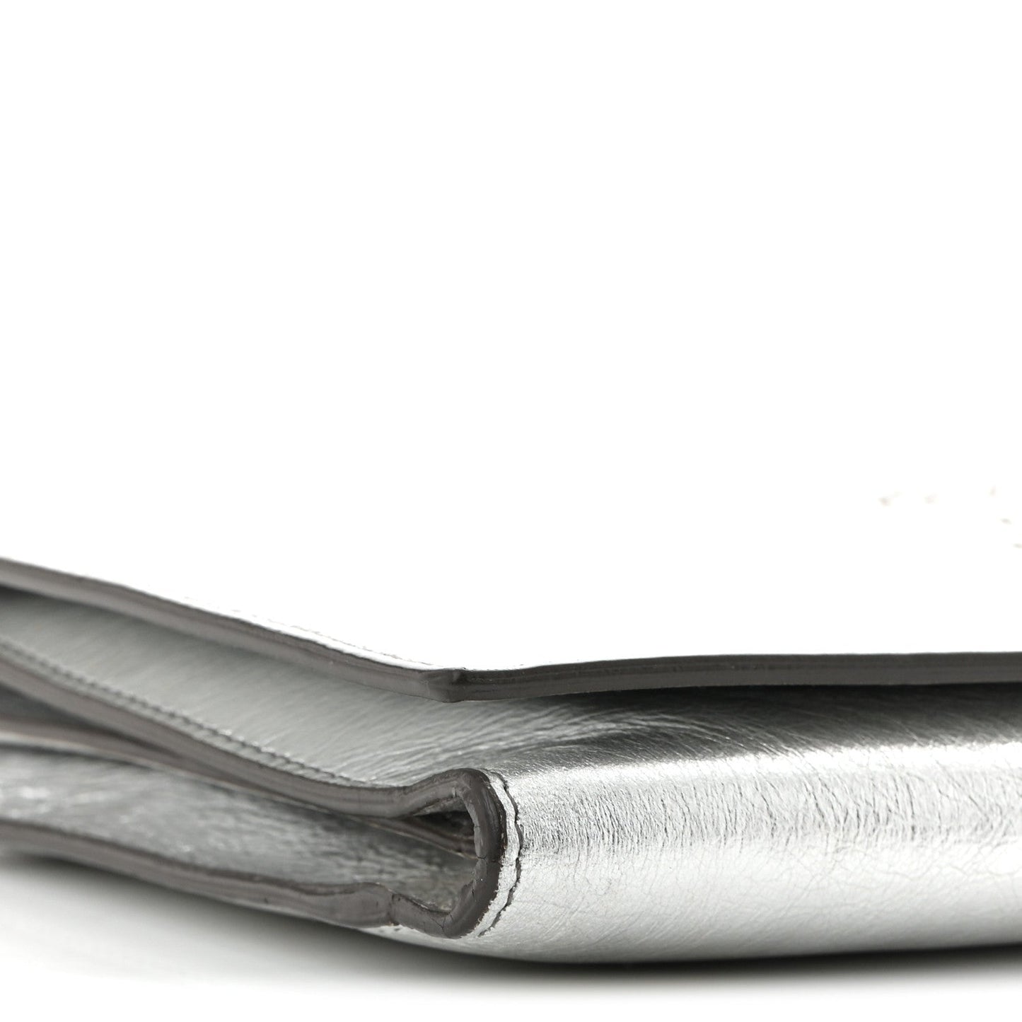 Metallic Crinkled Calfskin Belle de Jour Chain Clutch Silver