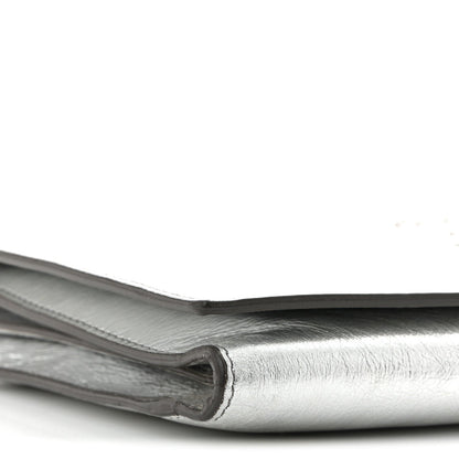 Metallic Crinkled Calfskin Belle de Jour Chain Clutch Silver