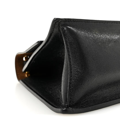 Agnello Old Shine Small Kan U Shoulder Bag Black