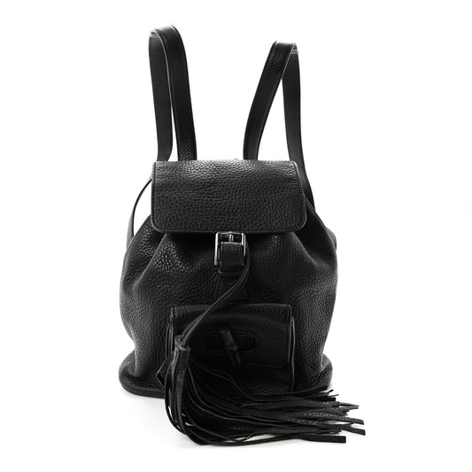 Calfskin Small Bamboo Backpack Black