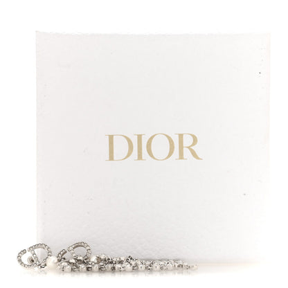 Crystal Pearl CD Drop Earrings Silver