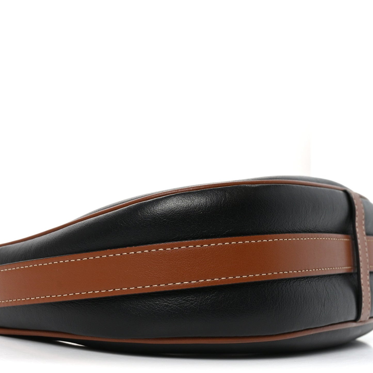 Smooth Calfskin Medium Strap Ava Shoulder Bag Black Tan