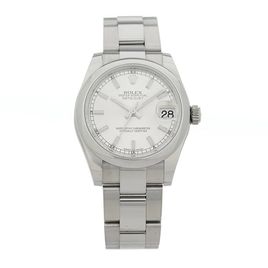 Rolex Stainless Steel 31mm Oyster Perpetual Datejust Watch Silver 17824