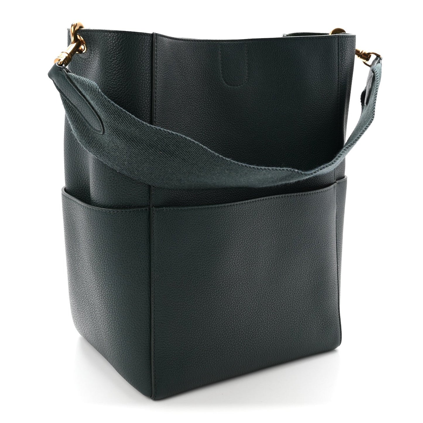Soft Grained Calfskin Sangle Bucket Bag Amazone
