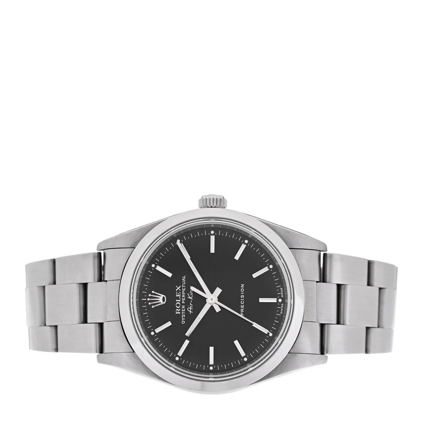 Rolex Stainless Steel 34mm Air-King Oyster Perpetual Precision Watch Black 14000