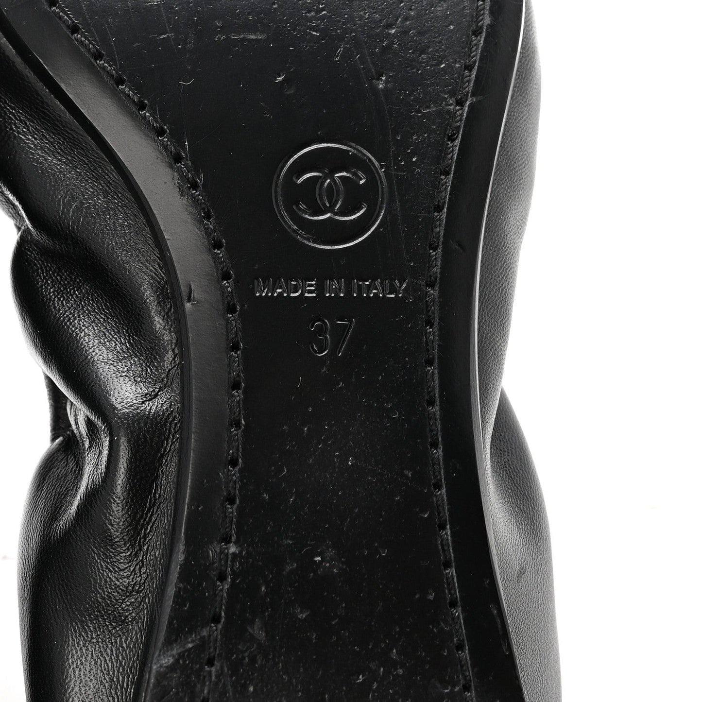 Lambskin CC Turnlock Ballerina Flats 37 Black