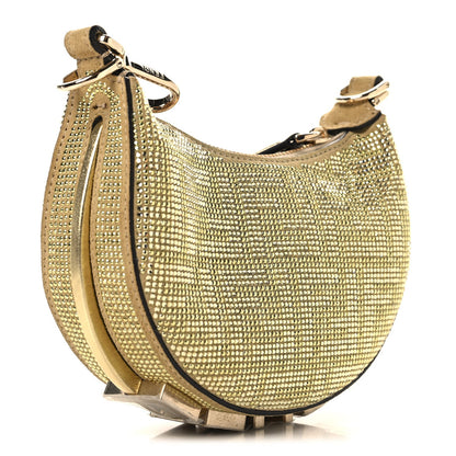 Crystal Vitello Laminato Suede FF Nano Fendigraphy Hobo Charm Platino