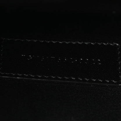 Grain De Poudre Matelasse Chevron Monogram Envelope Clutch Black