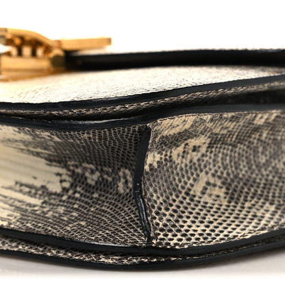 Lizard Medium Classic Box Flap Bag Natural
