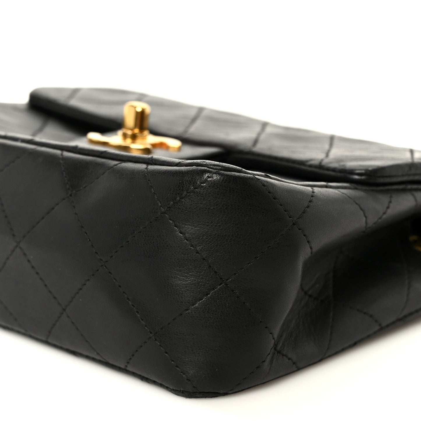 Lambskin Quilted Mini Square Flap Bag Black