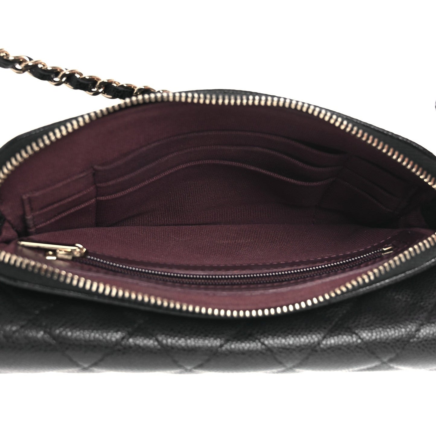 Caviar Quilted Flap Phone Holder With Chain Black