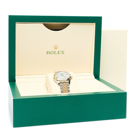 Rolex Stainless Steel 18K Yellow Gold Diamond Mother of Pearl 31mm Oyster Perpetual Datejust Watch 278273