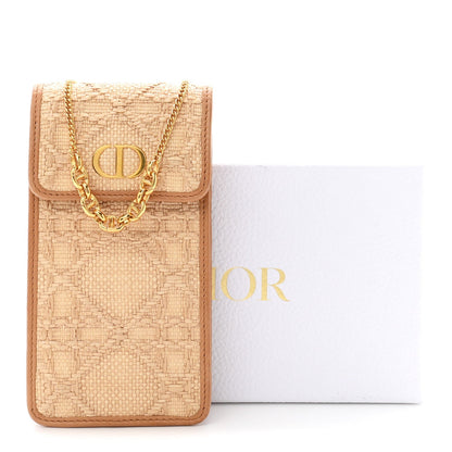 Raffia Cannage Phone Pouch Holder Natural