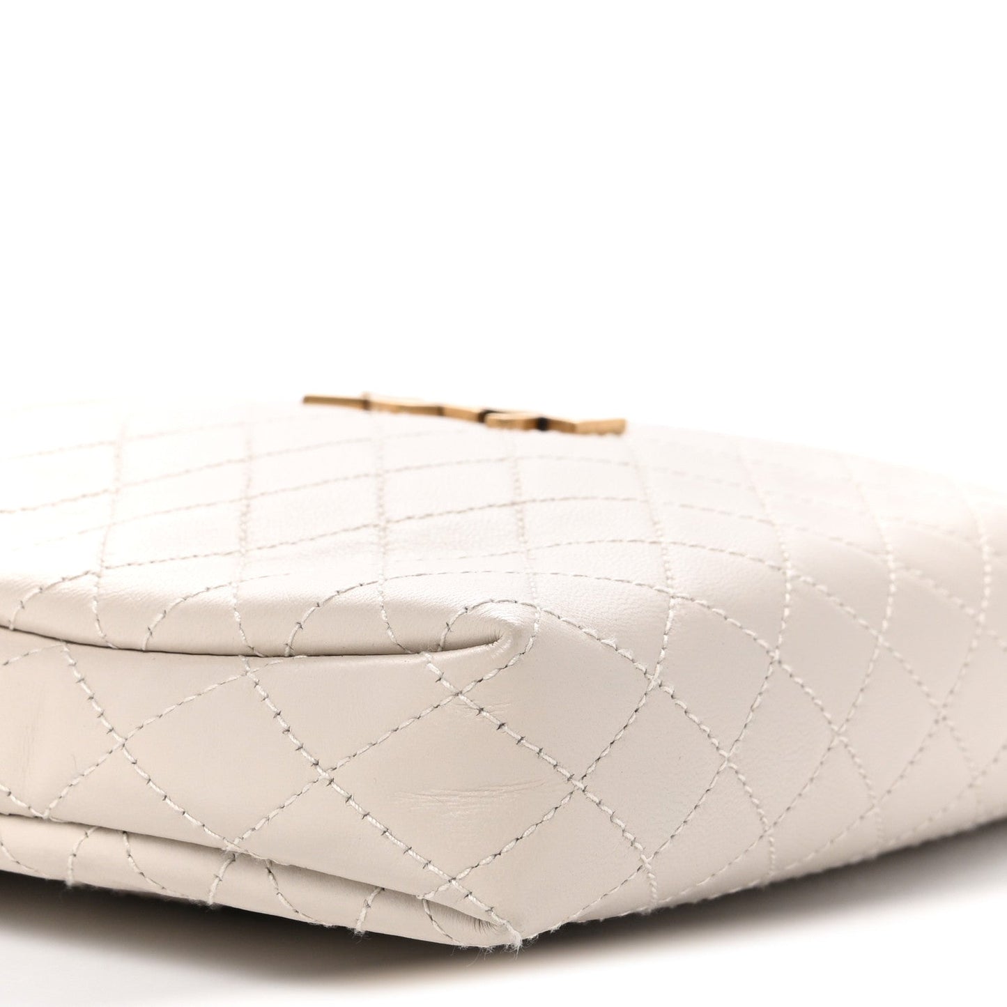 Lambskin Quilted Gaby Zipped Pouch Crema Soft