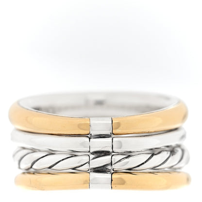 Sterling Silver 18K Yellow Gold Diamond 13.8mm Mercer Four Row Ring 60 9