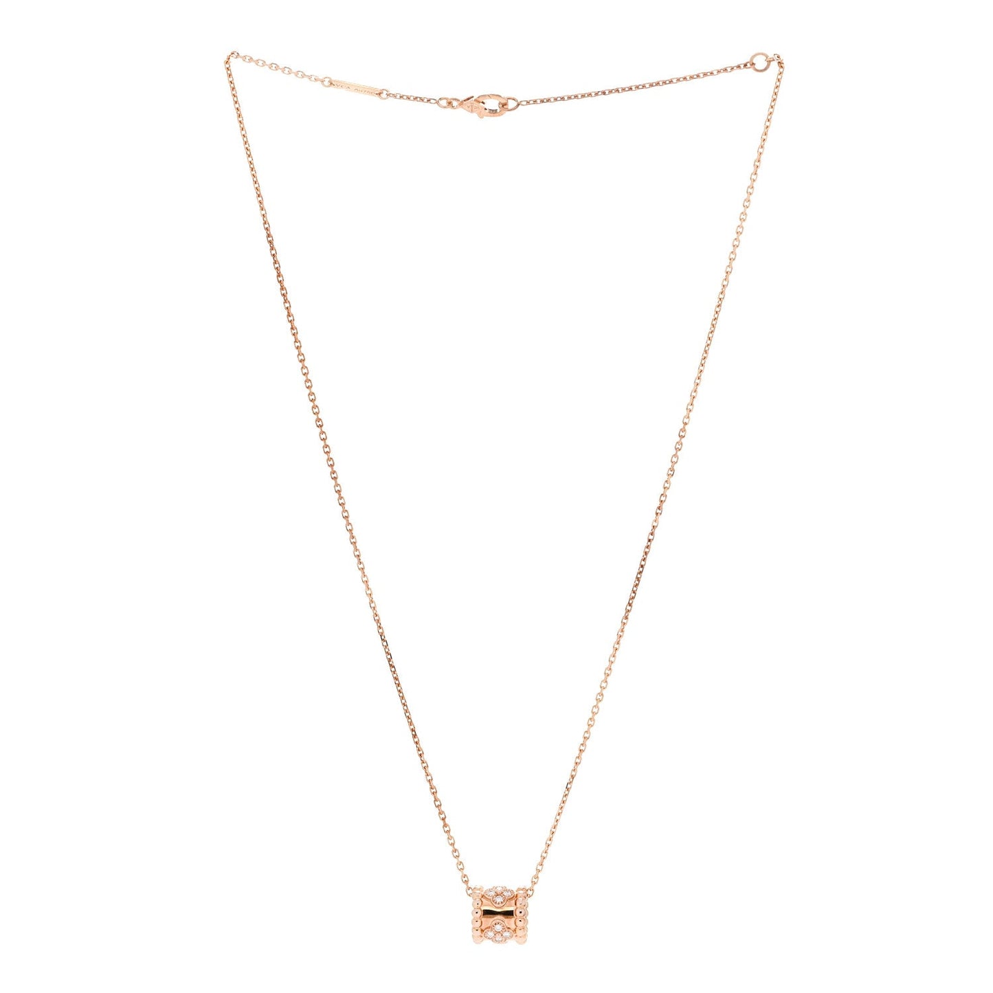 18K Rose Gold Diamond Small Perlee Clovers Pendant Necklace