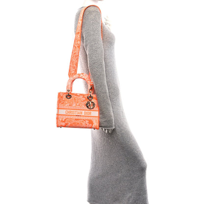 Canvas Toile De Jouy Reverse Embroidered Medium Lady D-Lite Fluorescent Orange