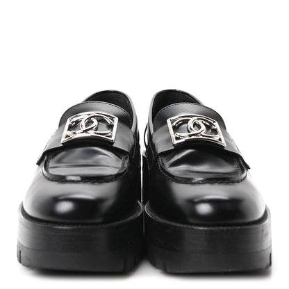 Calfskin Metal CC Loafers 36.5 Black