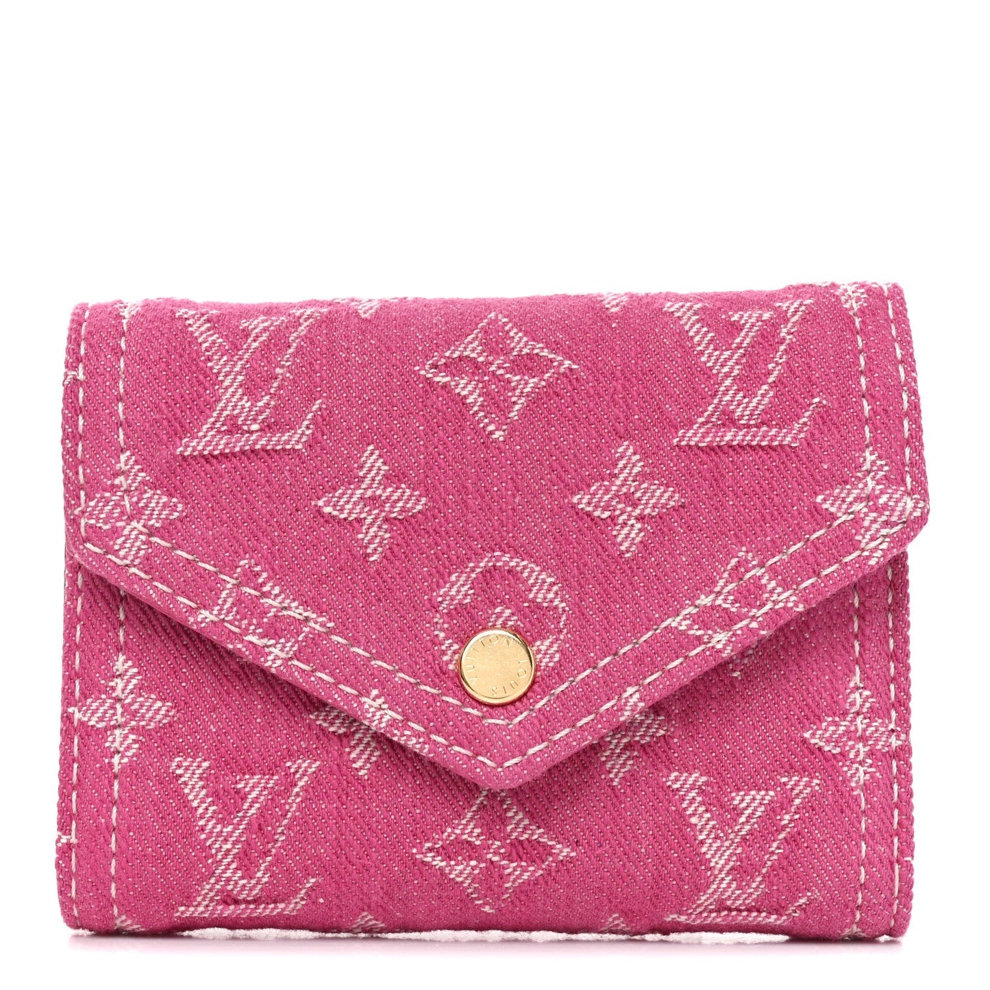 Denim Monogram Jacquard Victorine Wallet Fuchsia