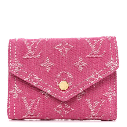 Denim Monogram Jacquard Victorine Wallet Fuchsia