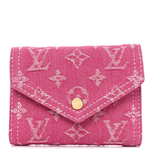 Denim Monogram Jacquard Victorine Wallet Fuchsia