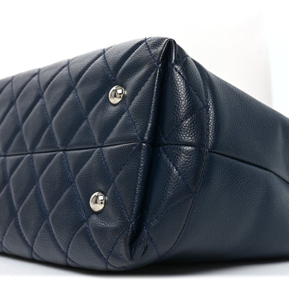 Soft Caviar CC Medium Top Handle Tote Navy Blue