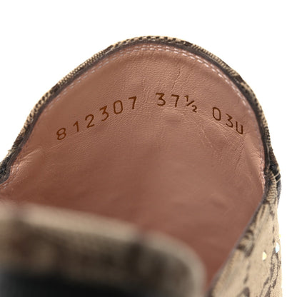Crystal Canvas GG Monogram Nappa Womens Princetown Slippers 37.5 Beige Ebony New Acero