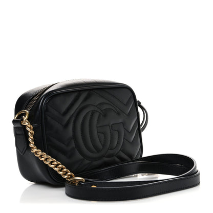 Calfskin Matelasse Mini GG Marmont Chain Shoulder Bag Black