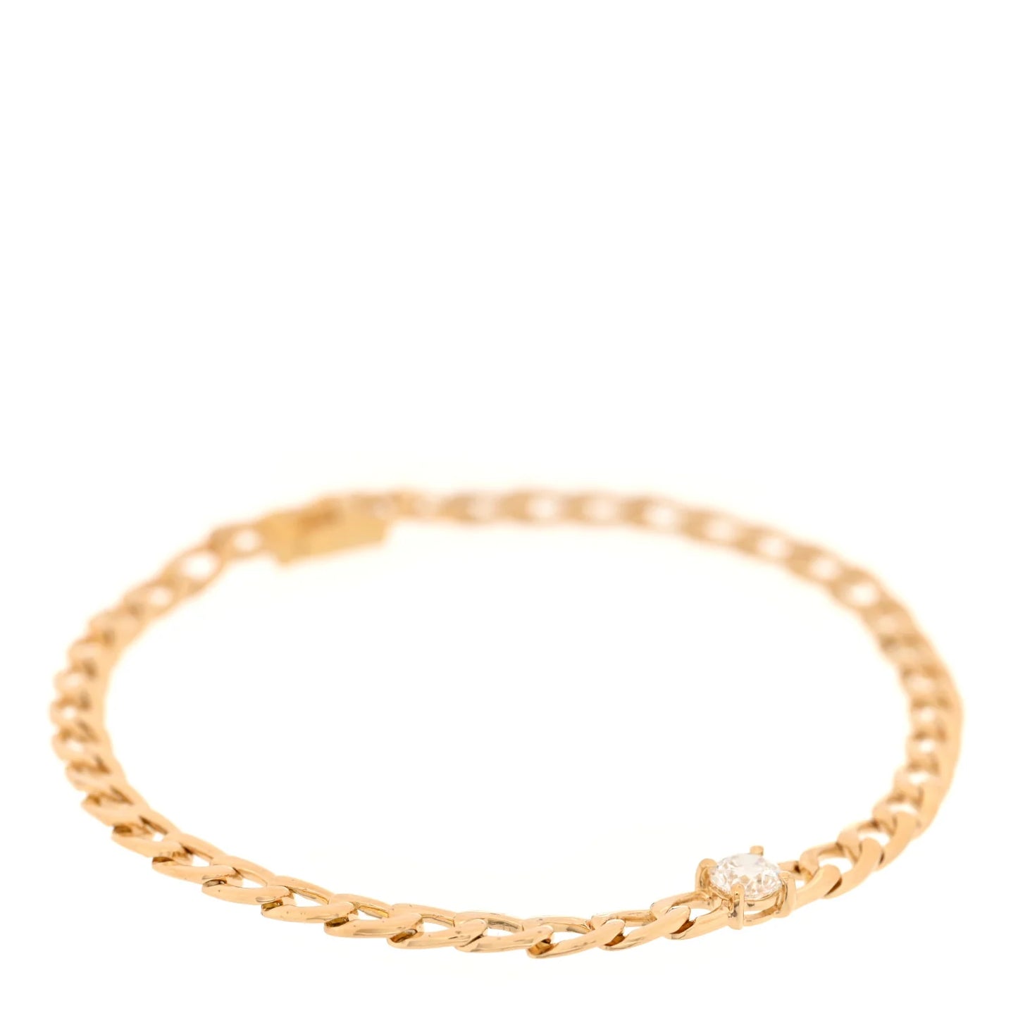 Anita Ko 18K Yellow Gold Diamond Round Center Medium Cuban Link Bracelet