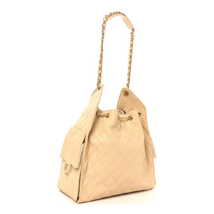 Caviar Quilted Medium Chanel 25 Handbag Beige