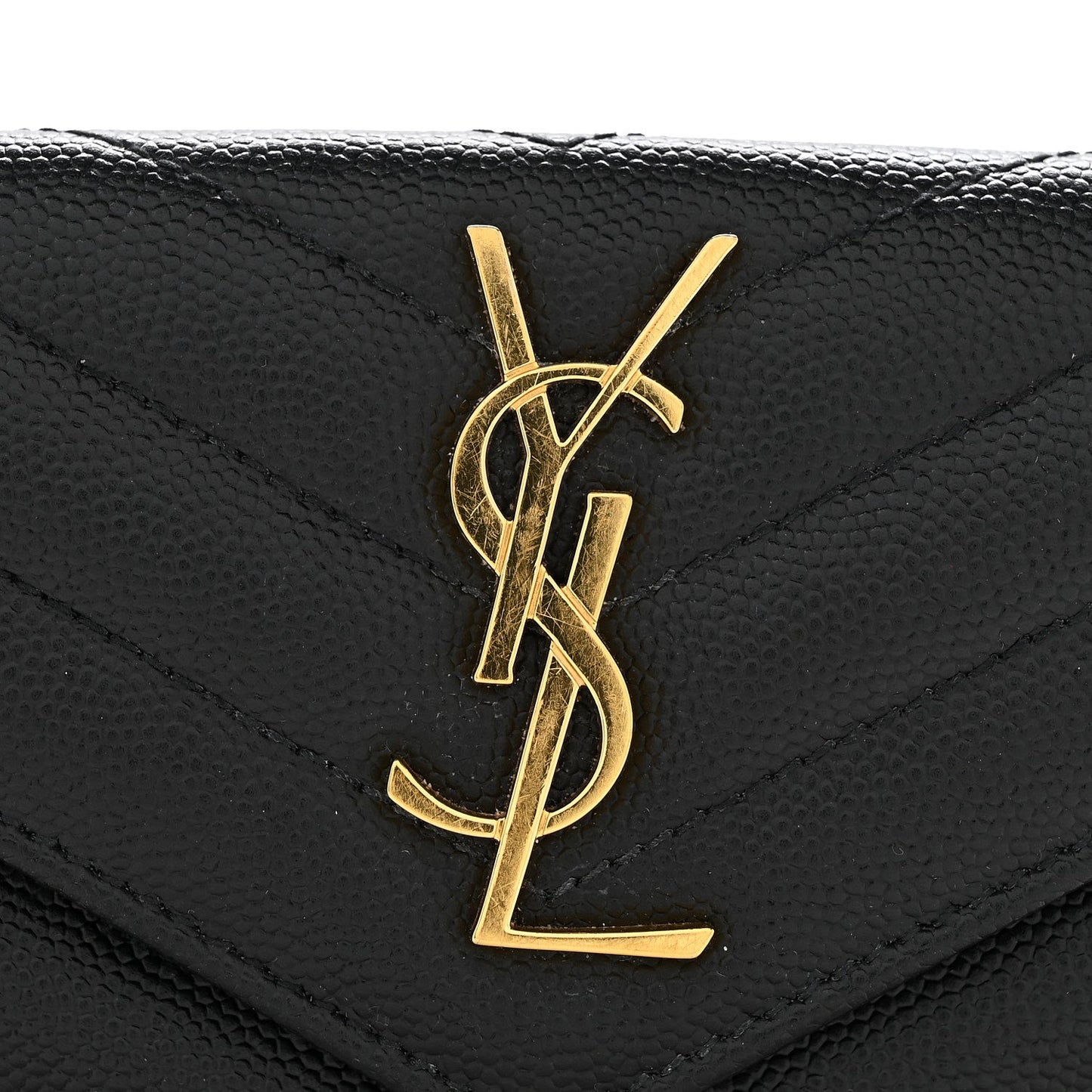 Grain De Poudre Matelasse Chevron Small Monogram Envelope Wallet Black