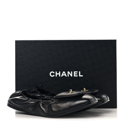 Lambskin CC Turnlock Ballerina Flats 39.5 Black