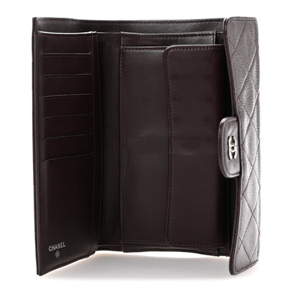 Caviar Quilted Large Flap Wallet Burgundy