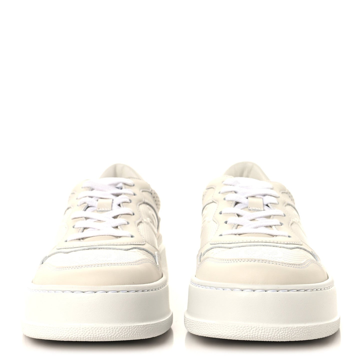 Calfskin GG Tennis Embossed Perforated Womens Platform 55mm Sneakers 39 Great White