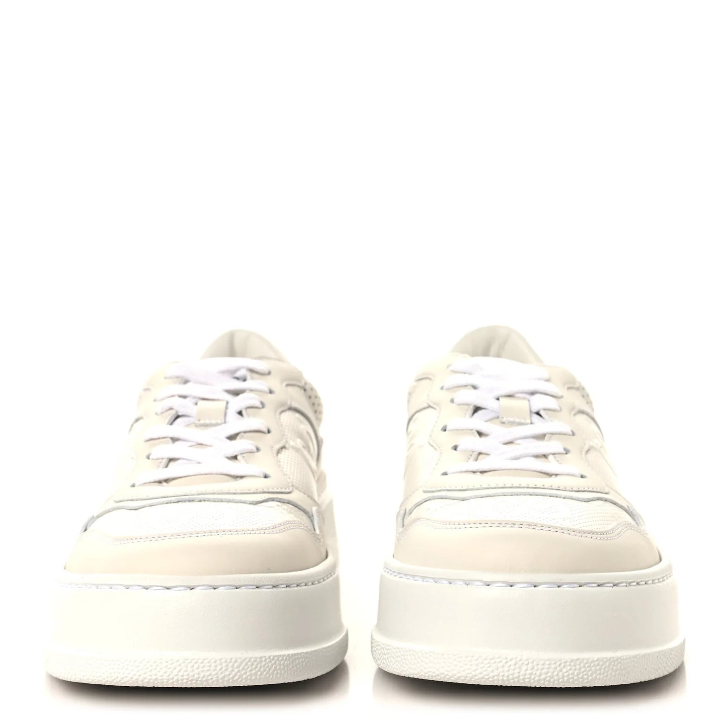 Gucci Calfskin GG Tennis Embossed Perforated Womens Platform 55mm Sneakers 39 Great White