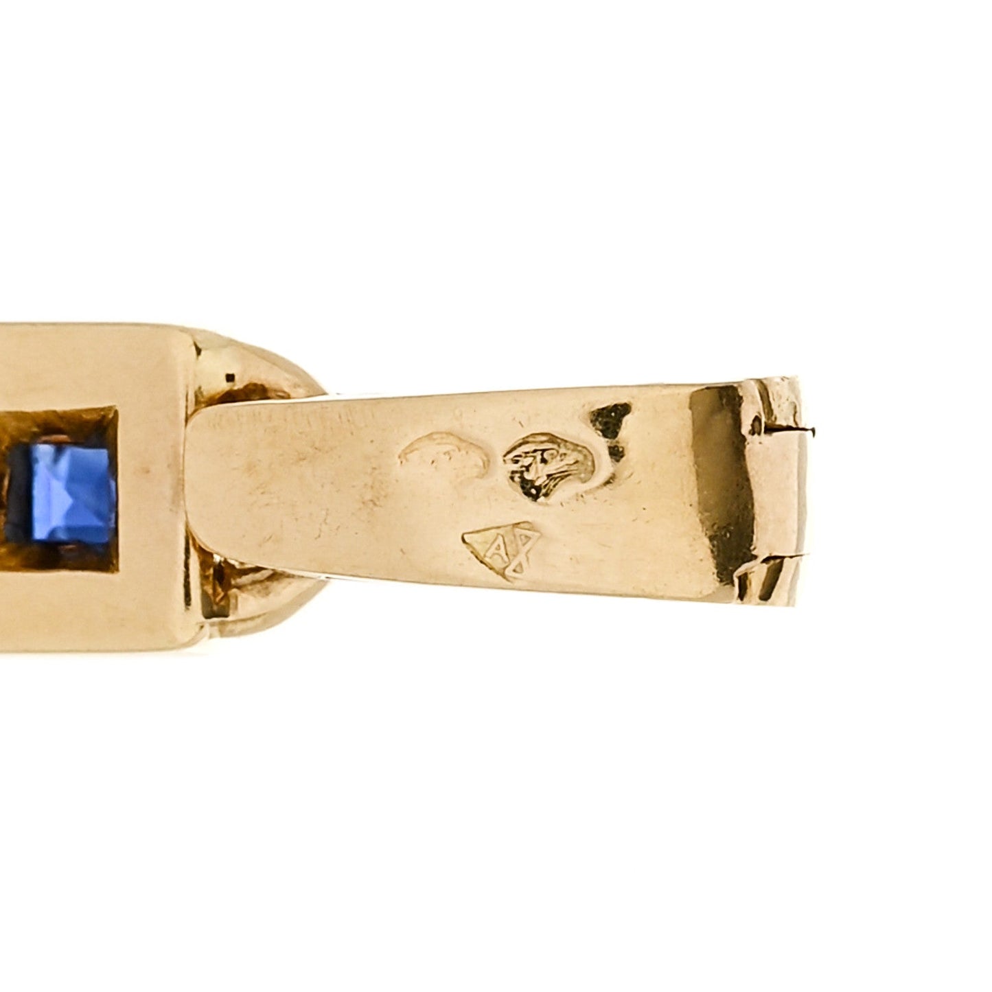 18K Yellow Gold Blue Sapphire Ruby Emerald Byzantine Cross Pendant