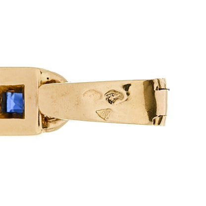 18K Yellow Gold Blue Sapphire Ruby Emerald Byzantine Cross Pendant