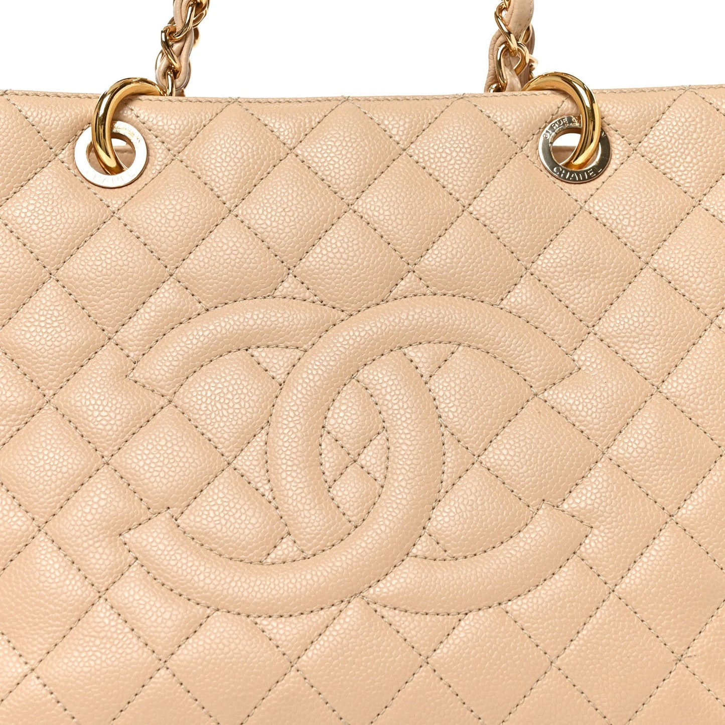 Caviar Quilted Grand Shopping Tote GST Beige Clair