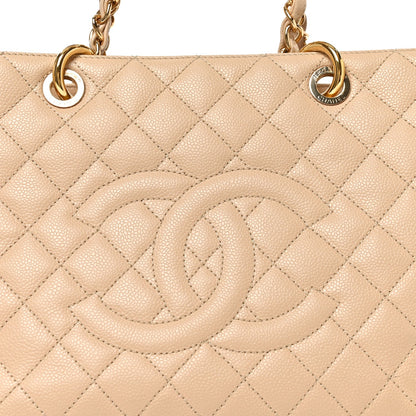 Caviar Quilted Grand Shopping Tote GST Beige Clair