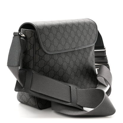 Tender GG Supreme Monogram Textured Dollar Calfskin Ophidia Messenger Bag Grey Black Graphite Grey