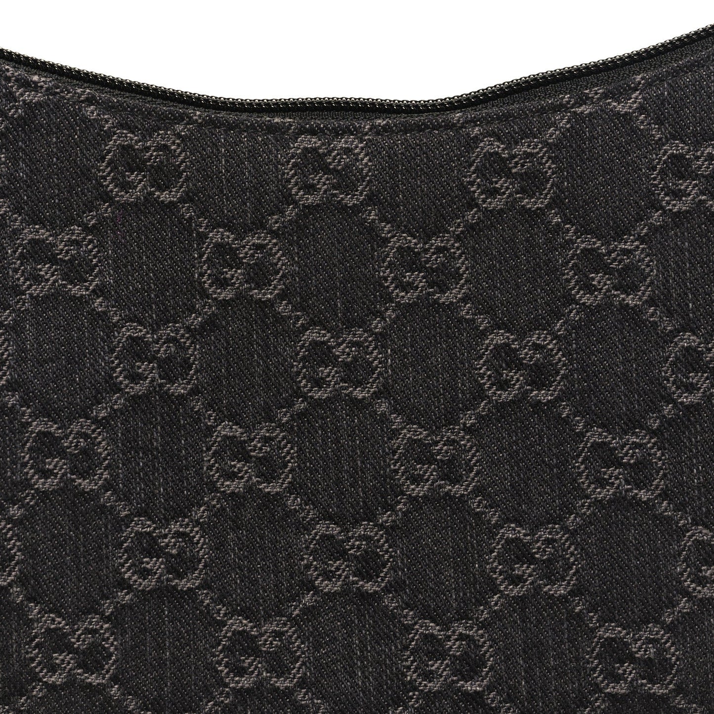 Jacquard Black Denim GG Monogram Horsebit Slim Small Shoulder Bag Black Grey