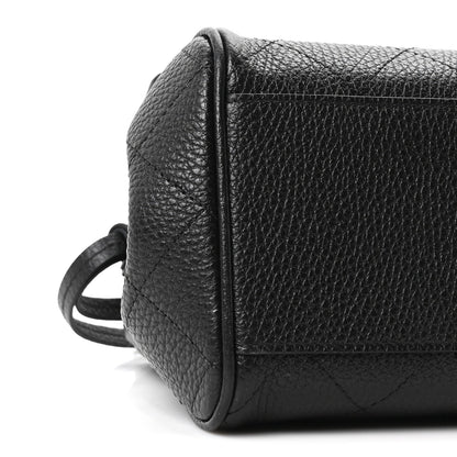 Grained Calfskin Stitched Urban Essentials Small Shopping Bag Black