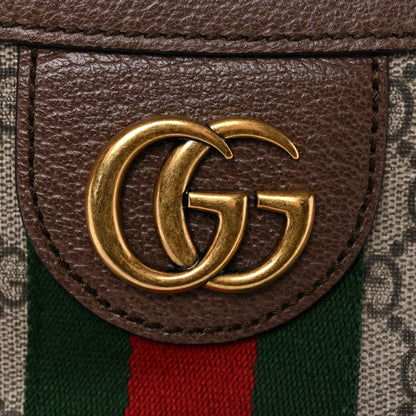 GG Supreme Monogram Web Small Ophidia Half Moon Hobo Brown