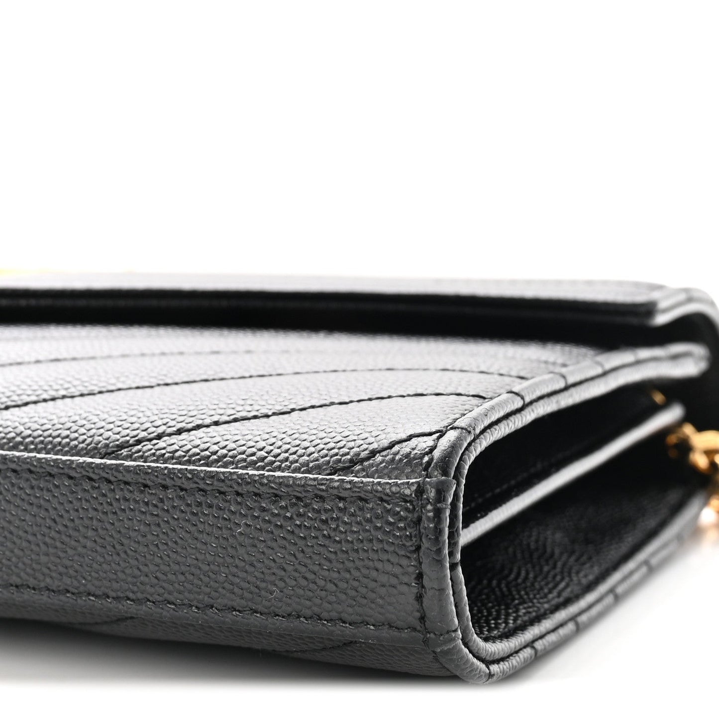 Grain De Poudre Matelasse Chevron Monogram Chain Wallet Black