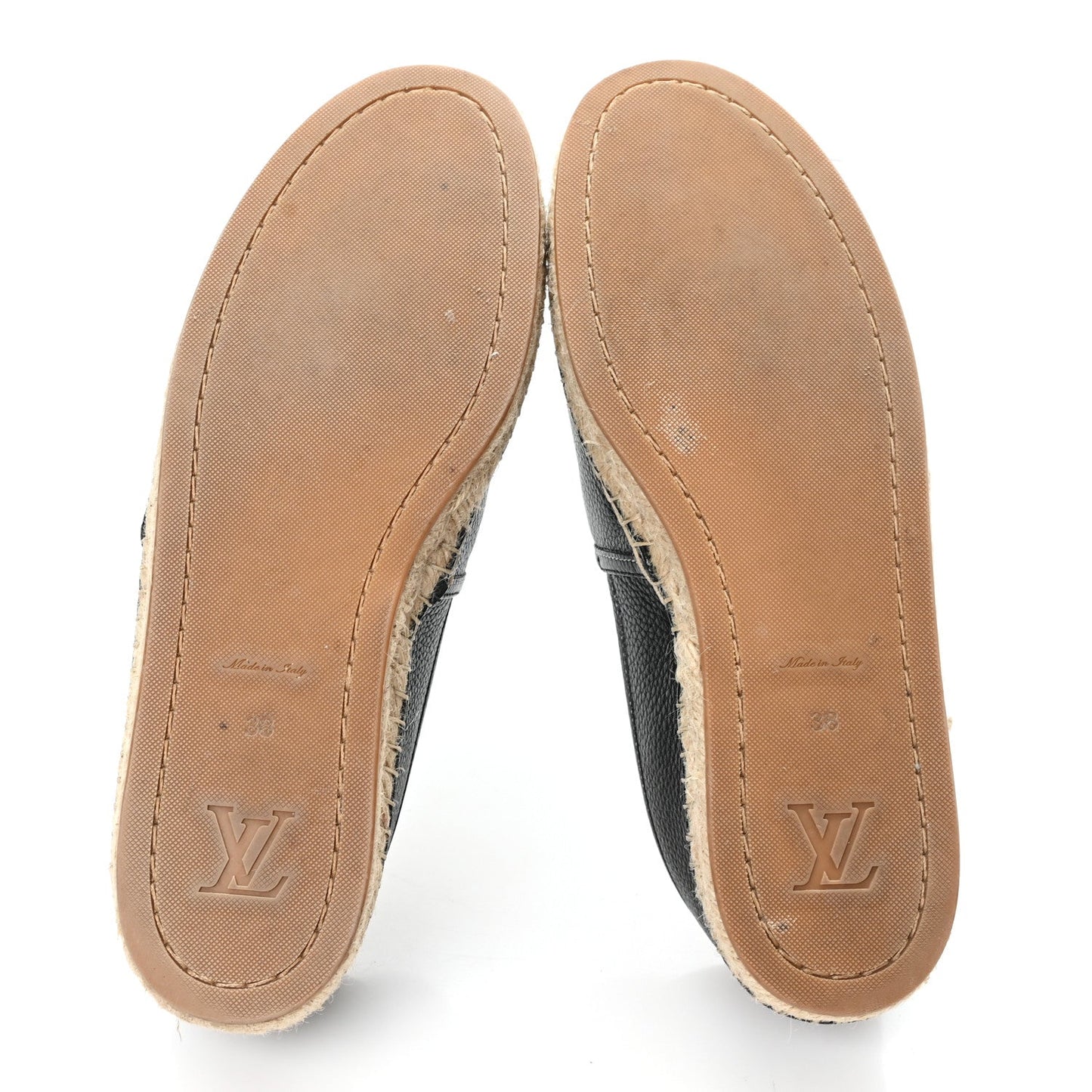 Monogram Calfskin Starboard Espadrille Flats 38 Black