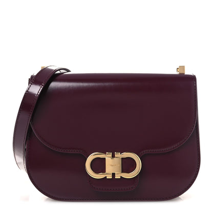 Calfskin Double Gancini Crossbody Plum