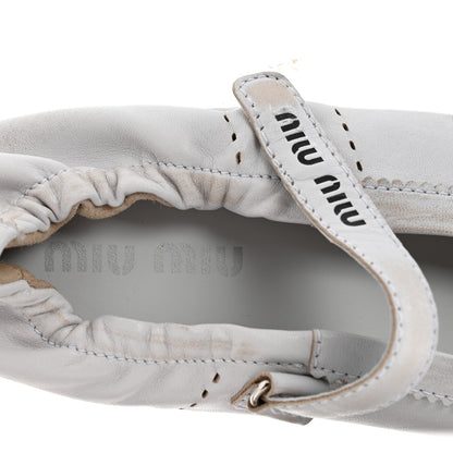Bleached Nappa Womens Plume Mary Jane Ballerina Sneakers 37.5 Bianco