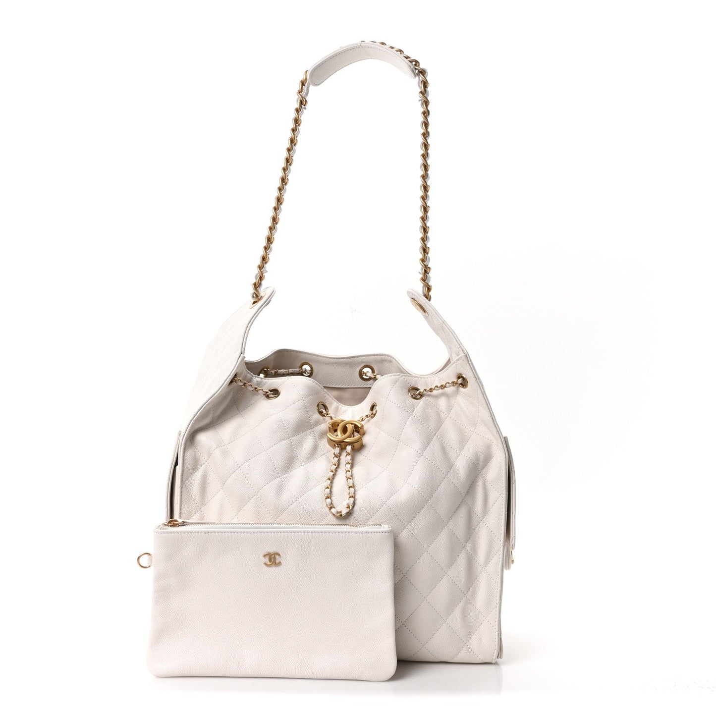 Caviar Quilted Medium Chanel 25 Handbag White