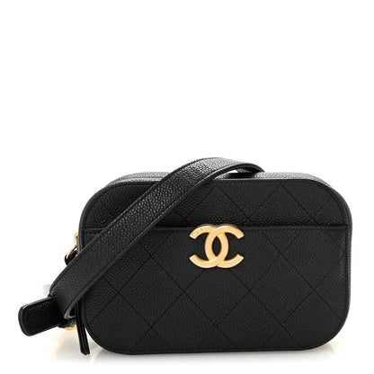Caviar Quilted Waist Bag Black