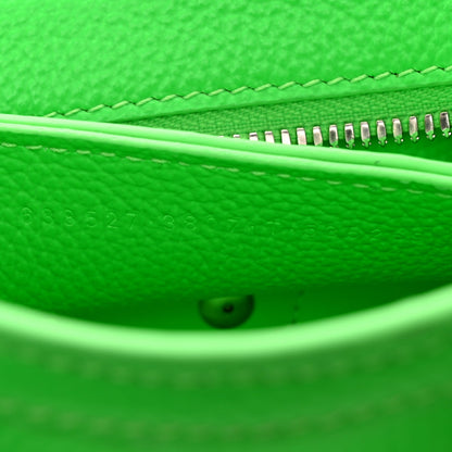 Grained Calfskin Neo Classic Silver Hardware Nano City Crossbody Fluo Green